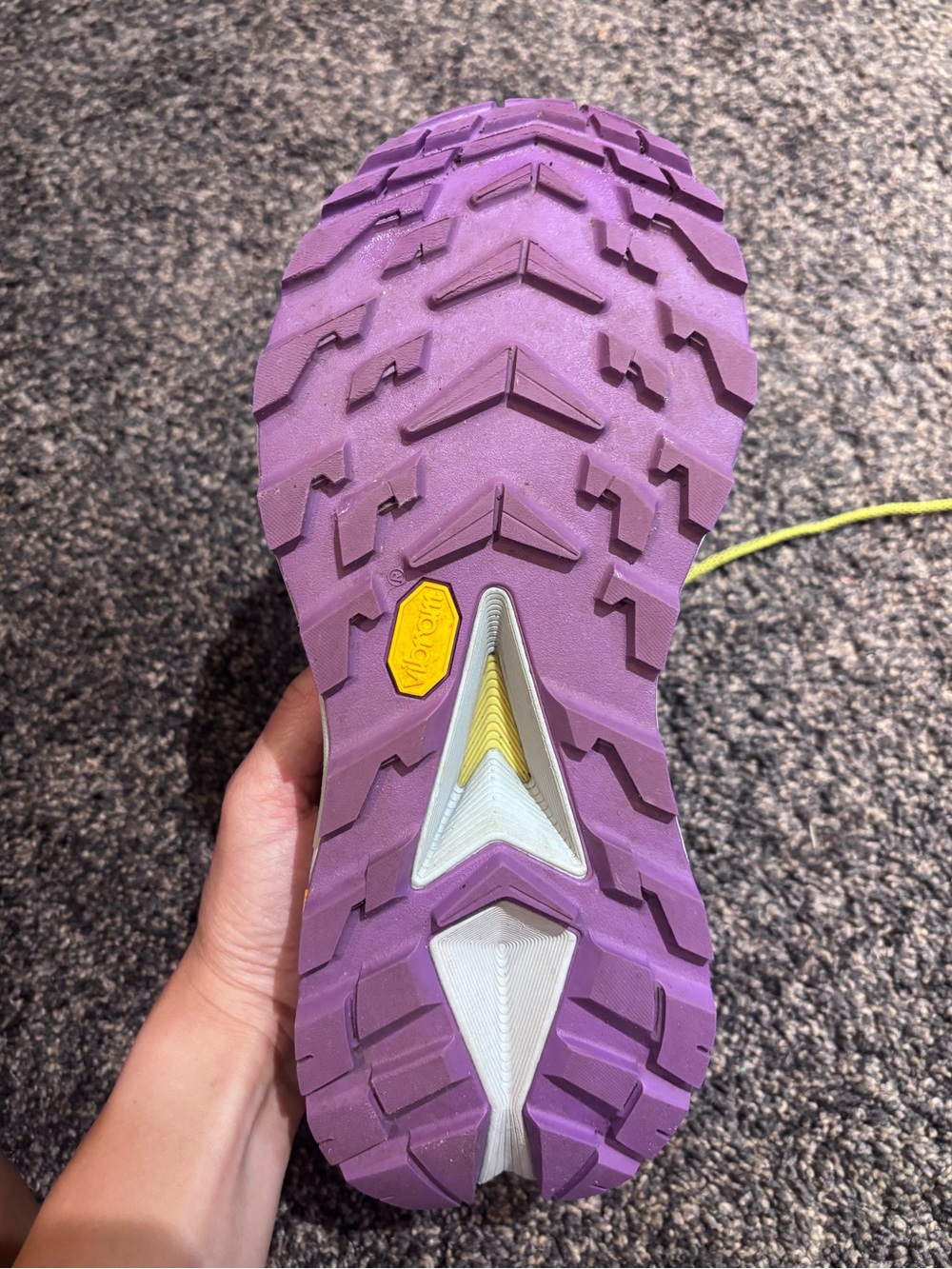 Hoka Skyline Float X Women's Purple Trail Shoes with Yellow Laces - Picture 3 of 4